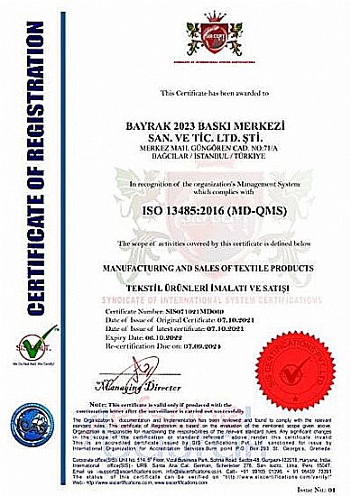 Our Quality Certificates | Efsane Bayrak