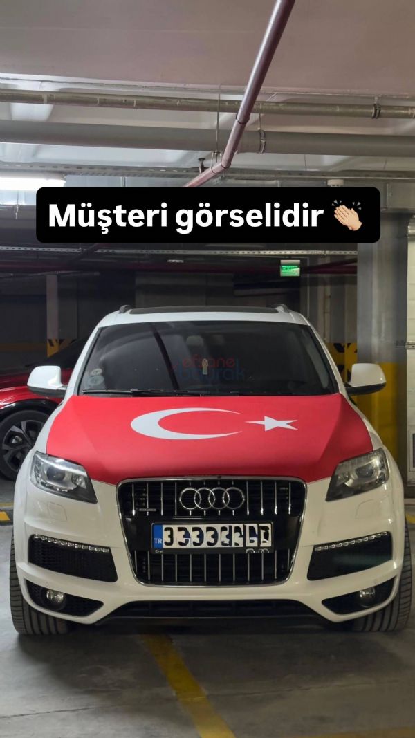 Türk Bayraklı Araç Kaput Örtüsü