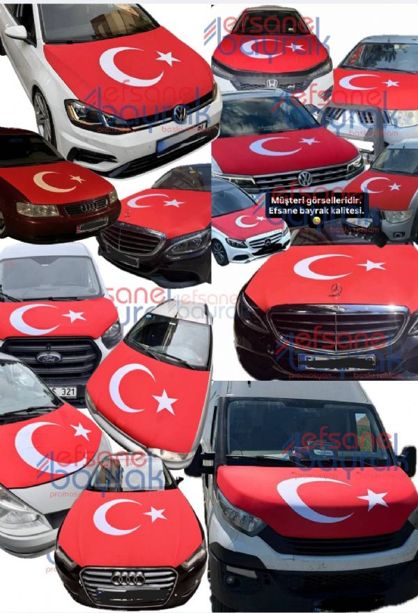 Türk Bayraklı Araç Kaput Örtüsü