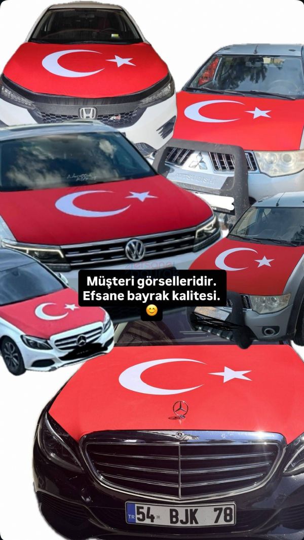 Türk Bayraklı Araç Kaput Örtüsü