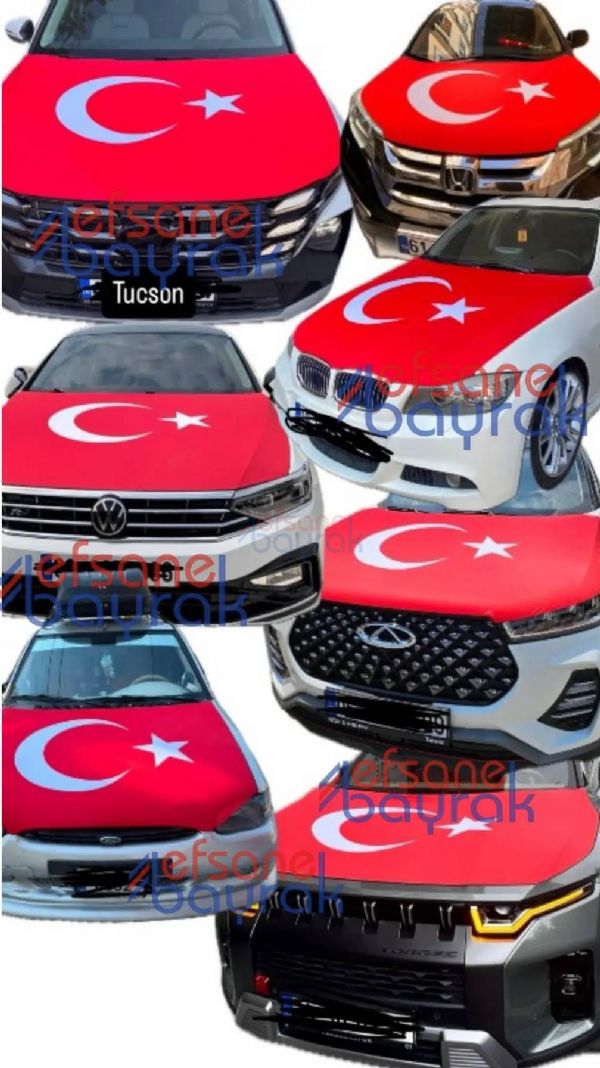 Türk Bayraklı Araç Kaput Örtüsü