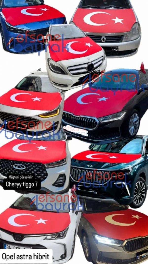 Türk Bayraklı Araç Kaput Örtüsü