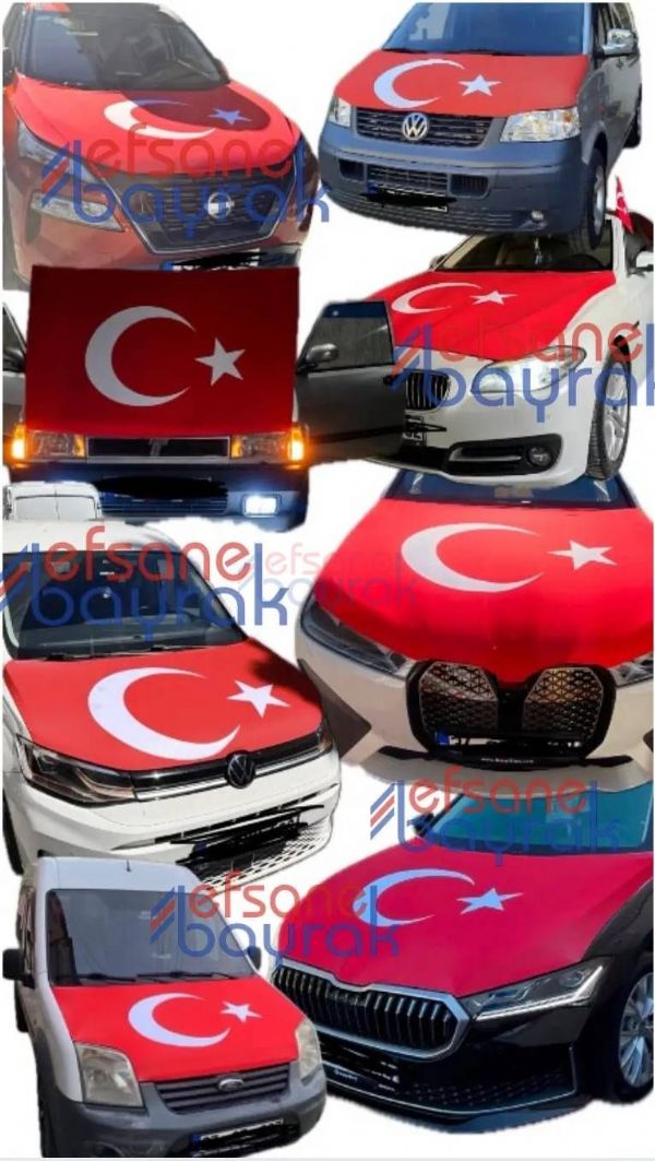 Türk Bayraklı Araç Kaput Örtüsü