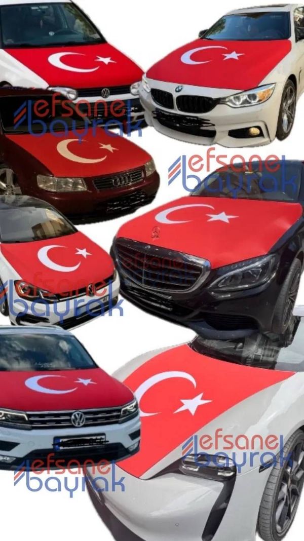 Türk Bayraklı Araç Kaput Örtüsü